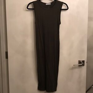 Olive cotton dress with cut out back